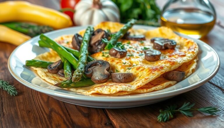 Tortilla de espárragos y champiñones