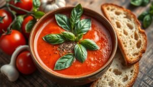 receta de sopa de tomate y albahaca