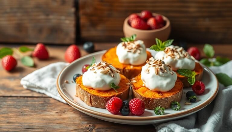 receta de tostadas de batata con crema de almendras